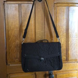 Vera Bradley Brown Microfiber Laptop Bag Briefcase Messenger